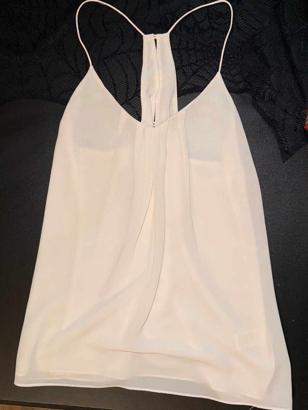 Norah Ivory Double-Layer Chiffon Racerback Cami Tank Top